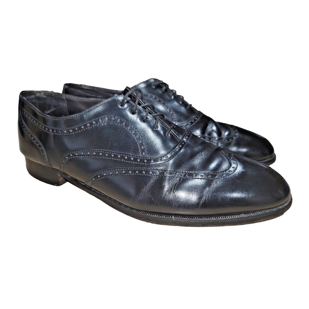 Bostonian Men's Size 9.5 M USA Classics Black Leather Oxford Wingtip Shoes 26091